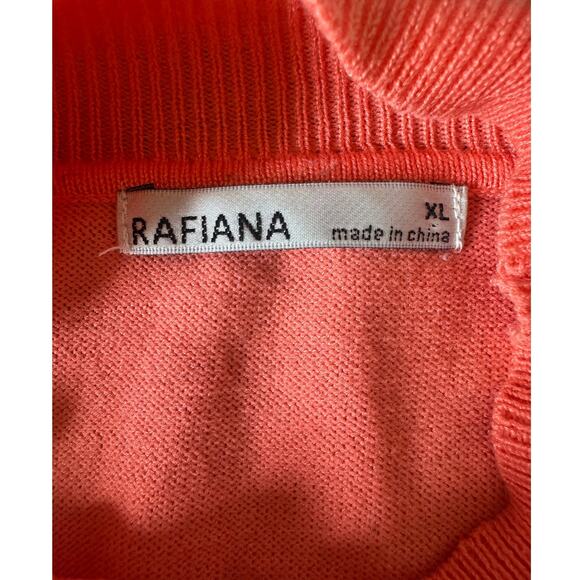 Rafiana Women’s XL Coral Long Sleeve Sweater Pearl Accent Sleeves - Picture 4 of 5